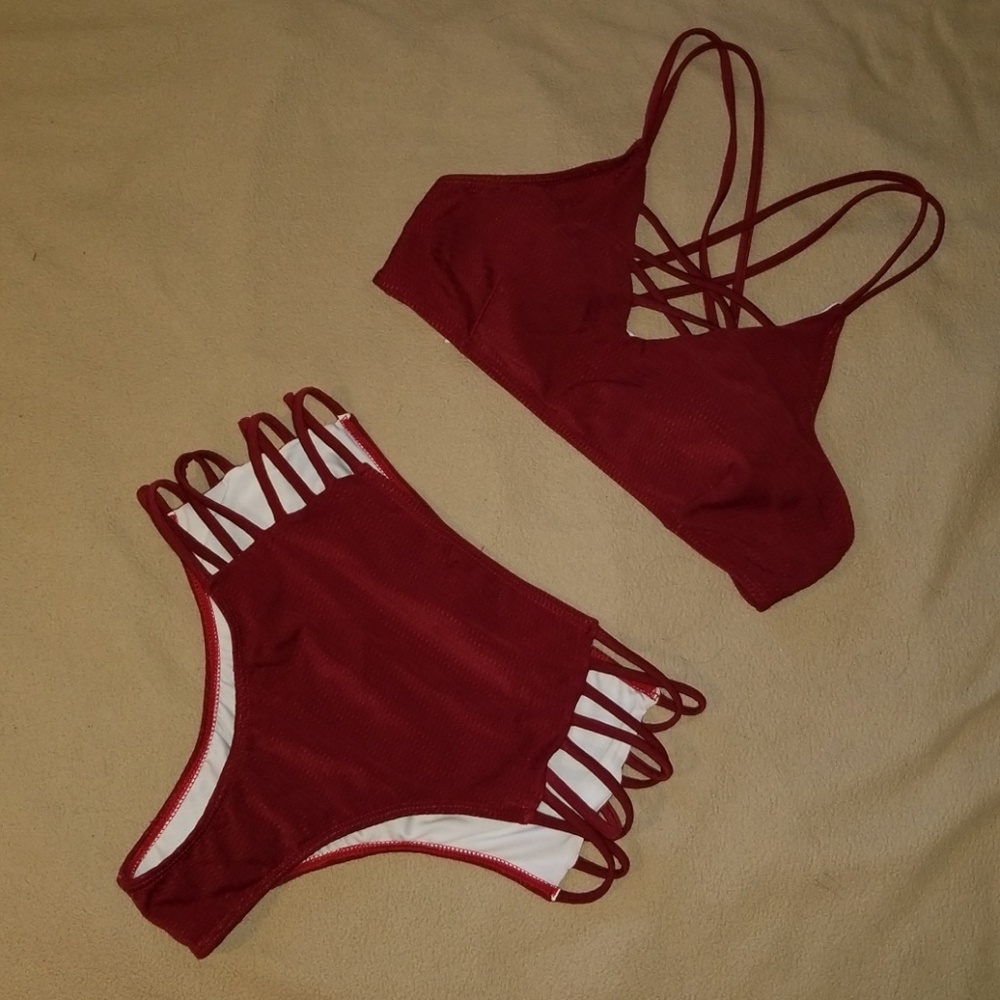 High waist red bikini